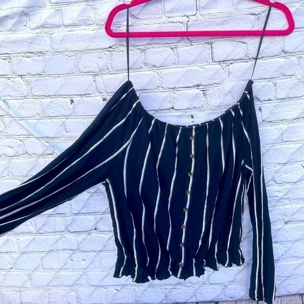 H&m Off Shoulder Striped Top